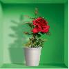 Набор 3D наклеек, 3 шт., 32*32 см, дизайн красные цветы в горшке, вазе, пакете